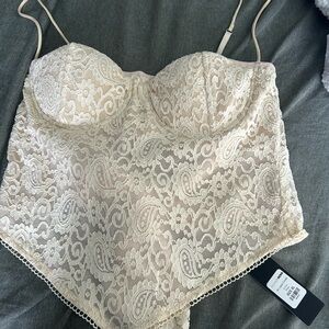 Fashion Nova Cream Lace Crop Top